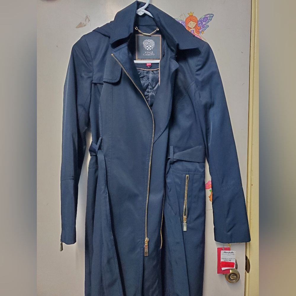 NWT Vince Camuto Trench Jacket - Navy/Gold